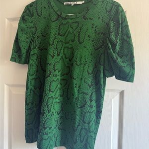 Pam & Gela Green Snake-Print Tee with Black Pattern